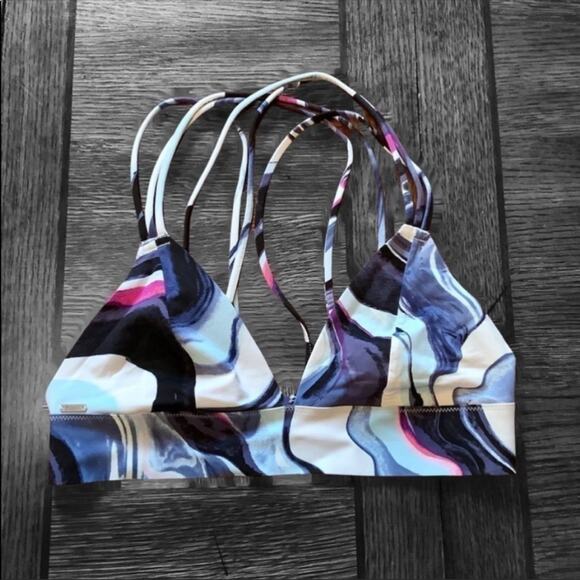 VS Victoria's Secret Pink Banded Strappy Bralette Size XS Marble Blue White - Picture 7 of 14